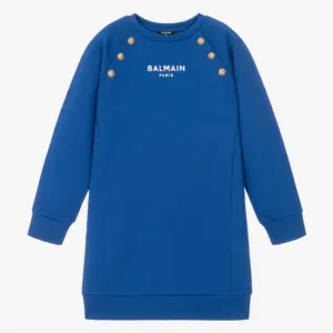 Balmain Girl's Jersey Dress Blue BS1A00-Z0001-615