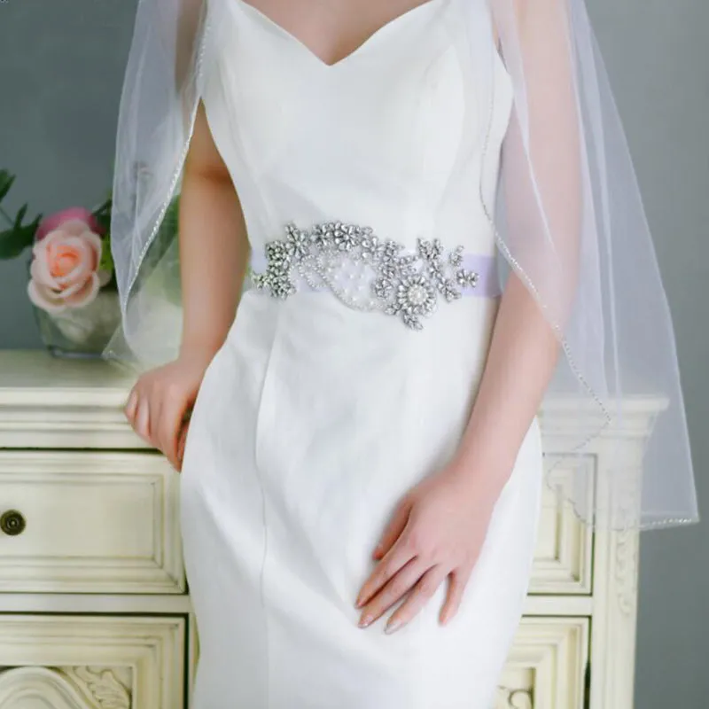 Belt Rhinestone Bridal Girdle Hand-stitched Diamond Headwear, ORN03