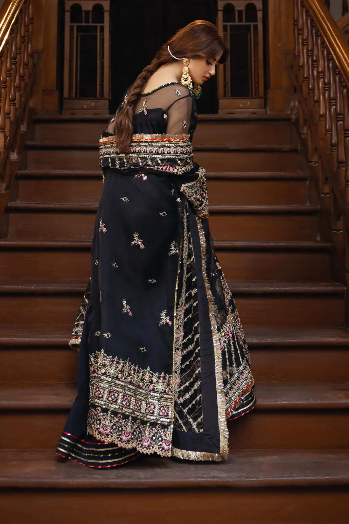 Black Heavily Embroidered Tilla Pakistani Wedding Dress Salwar Kameez