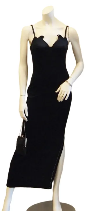 BLACK VELVET FIERCELY SEXY VINTAGE DRESS