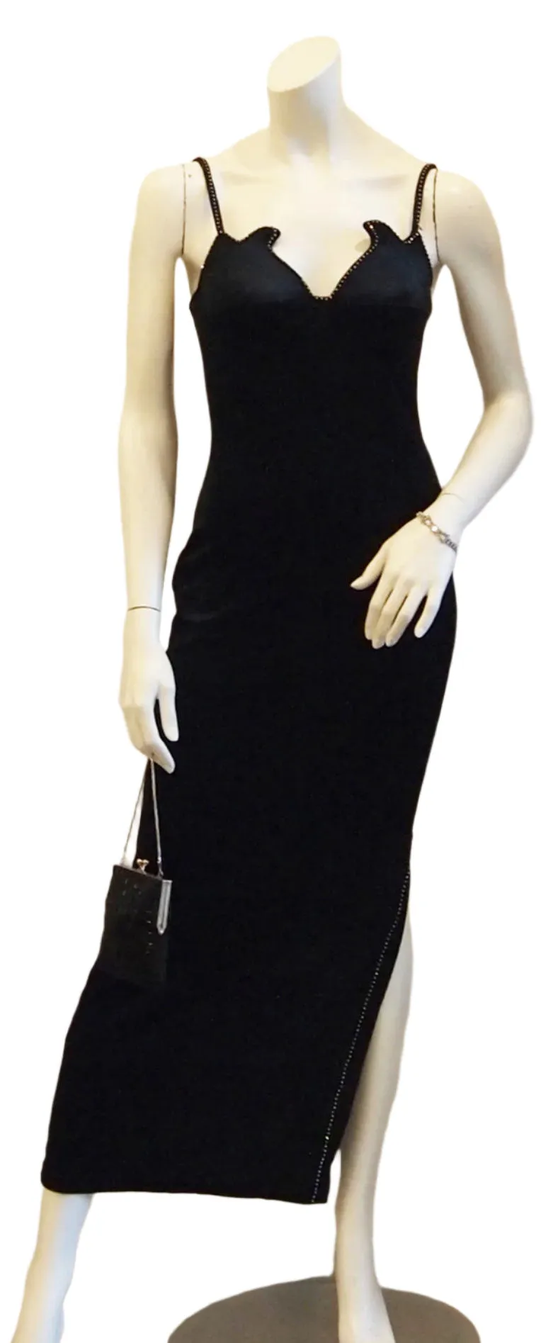 BLACK VELVET FIERCELY SEXY VINTAGE DRESS
