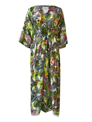 BLOSSOM JUNGLE Silk Cover-Up Dress