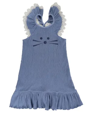 Blue Cat Print Dress