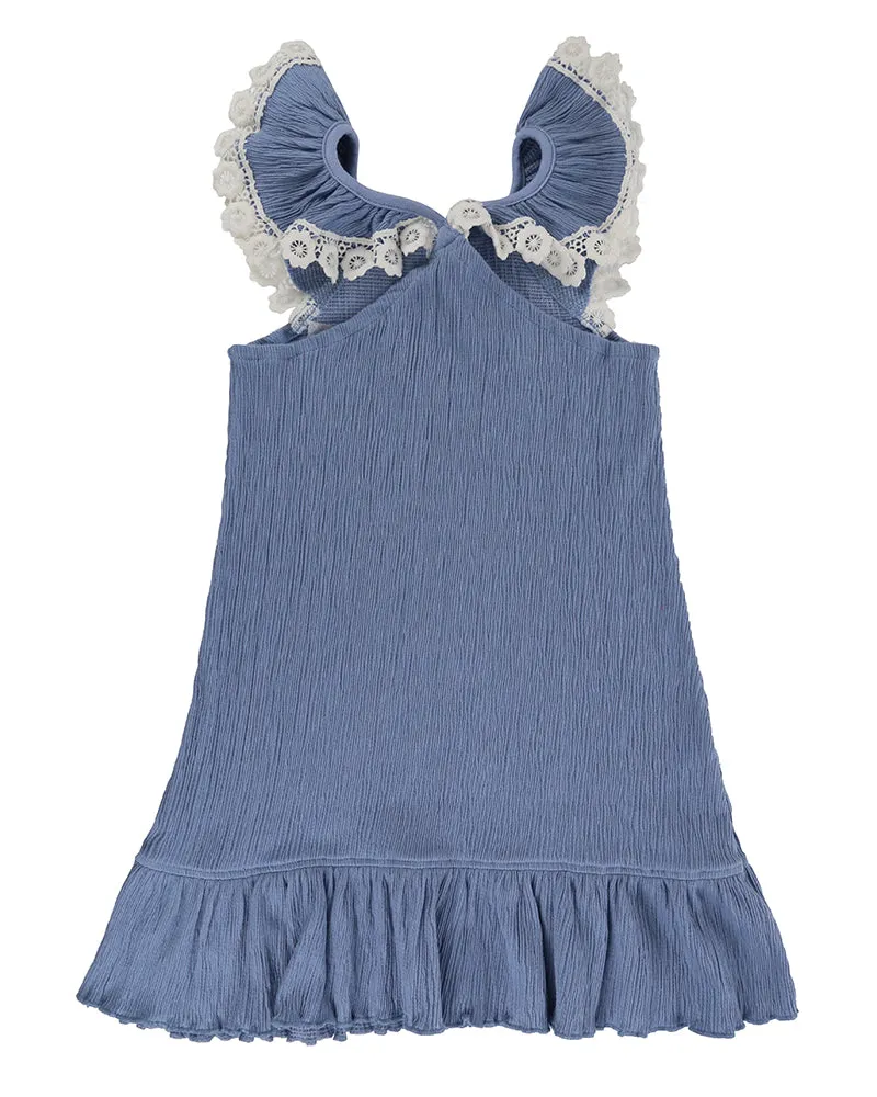 Blue Cat Print Dress