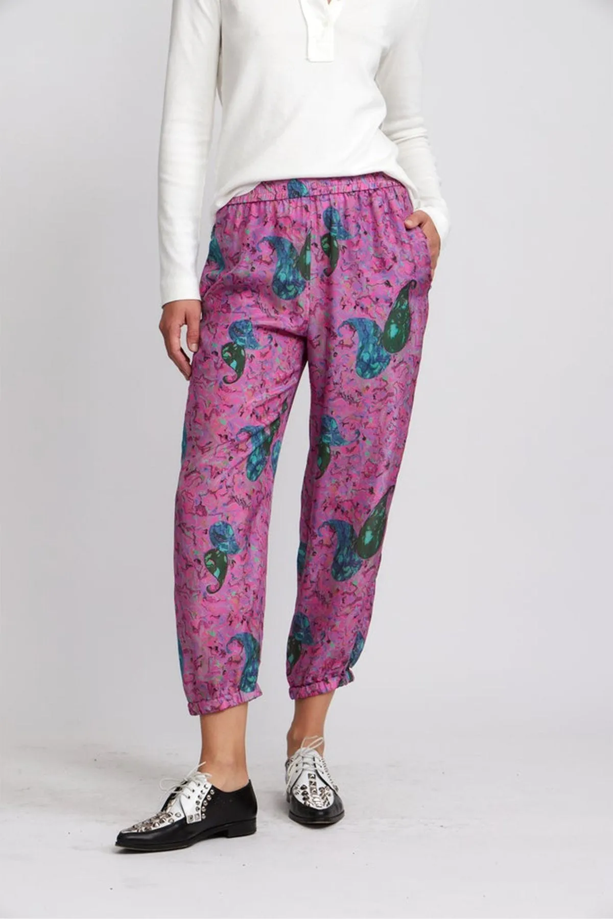 Boyfriend Trouser in Fuschia Paisley