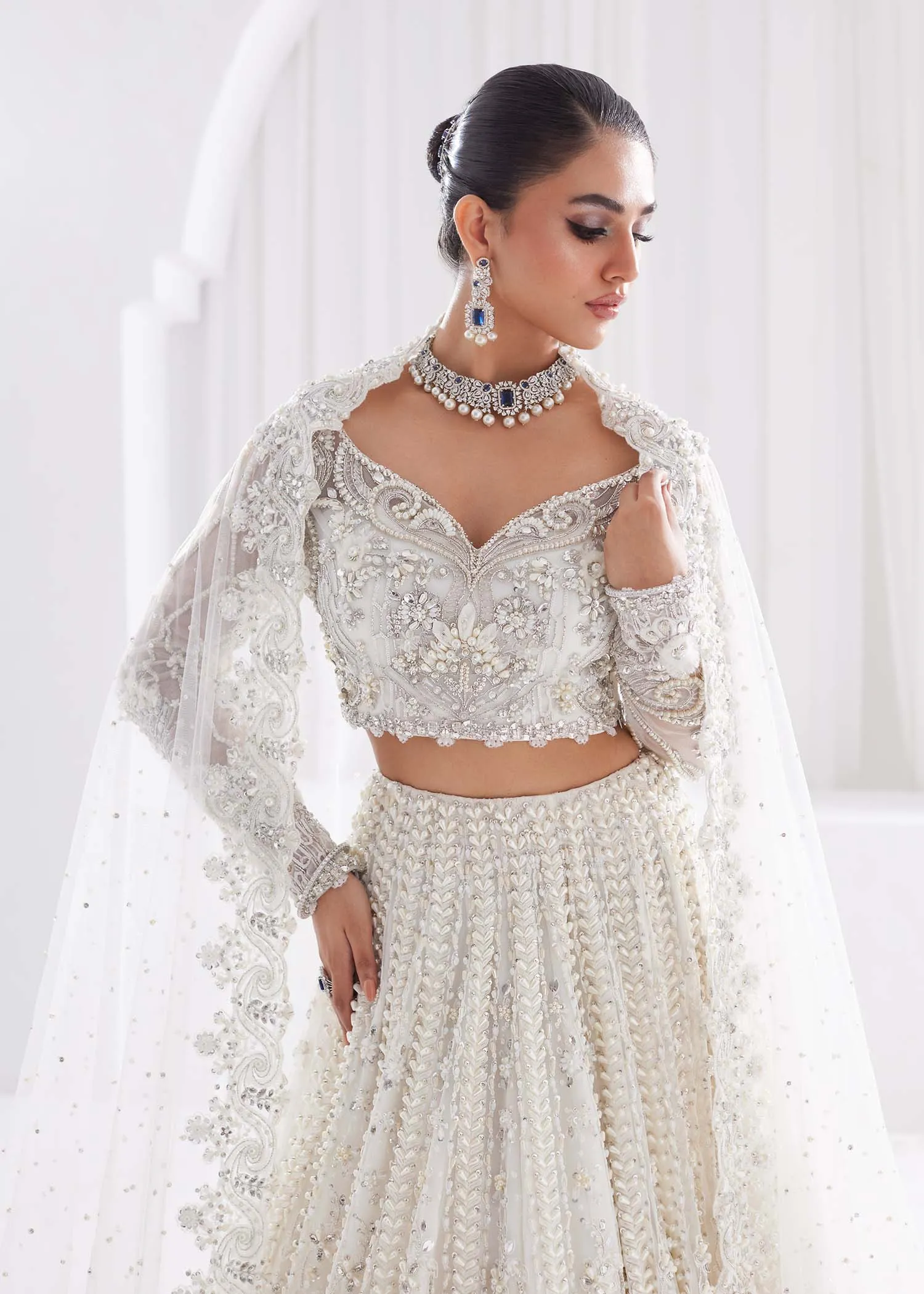 Bridal Lehenga Choli White Pakistani Wedding Dress