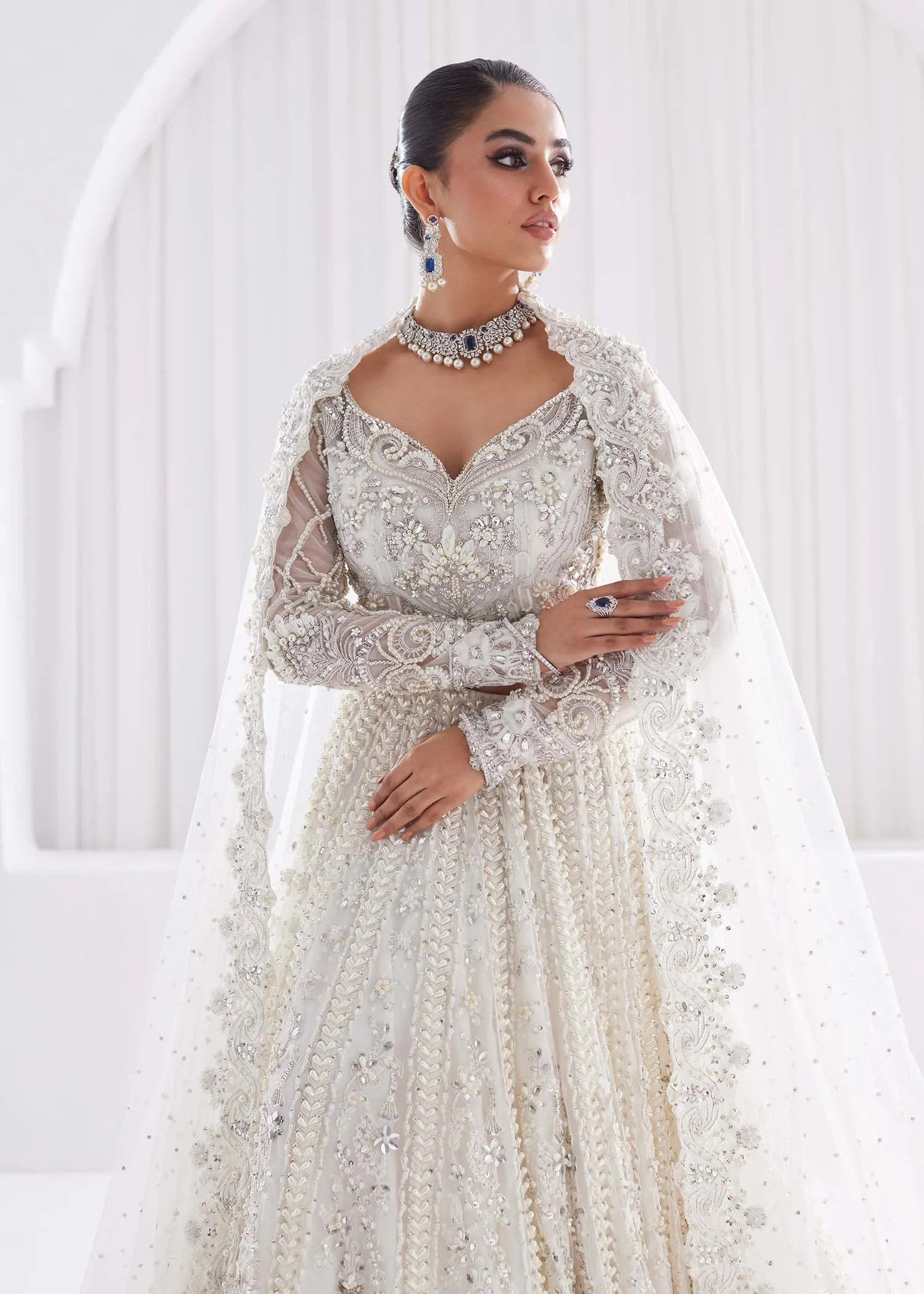 Bridal Lehenga Choli White Pakistani Wedding Dress