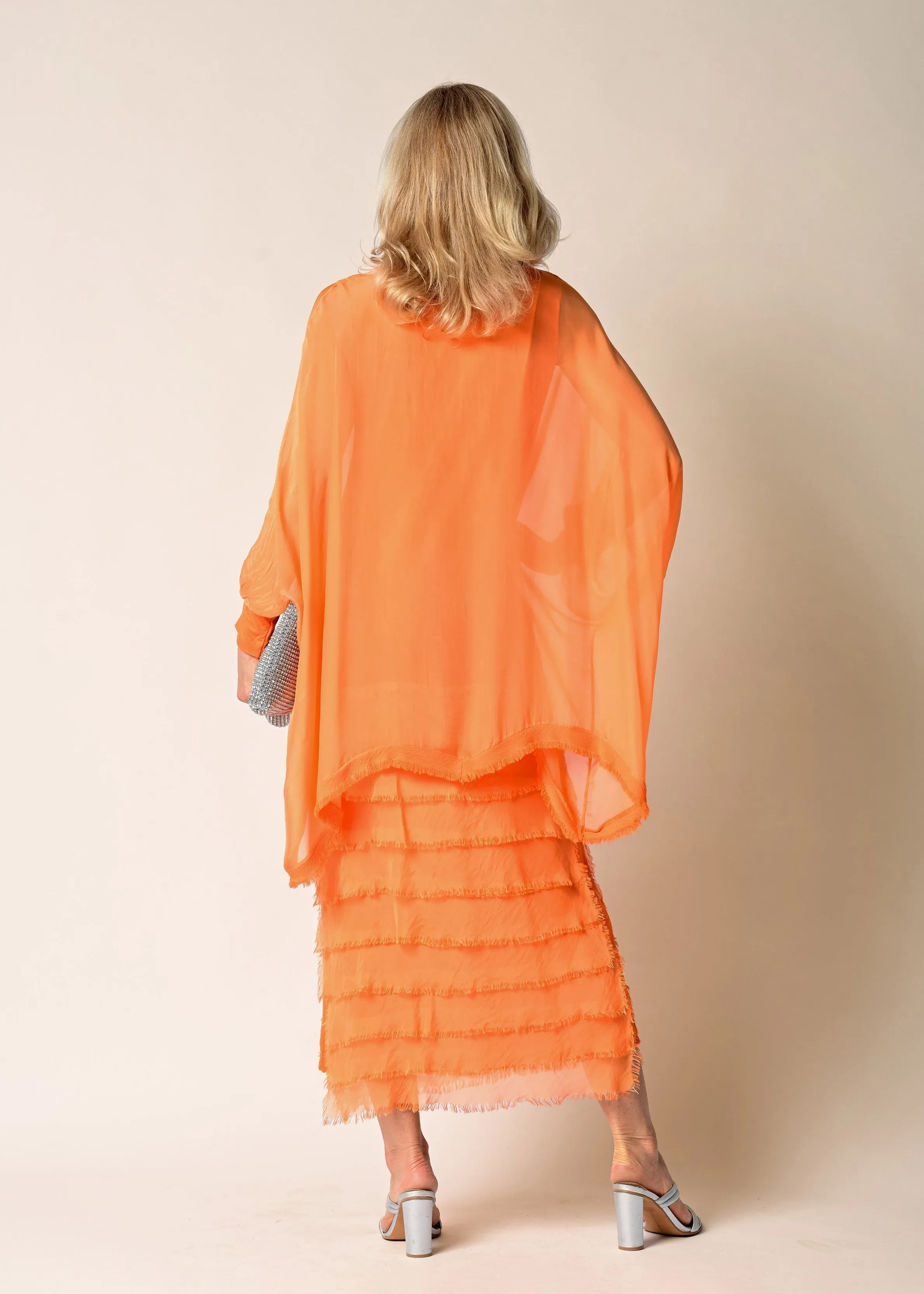 Candie Silk Dress in Sunset Orange