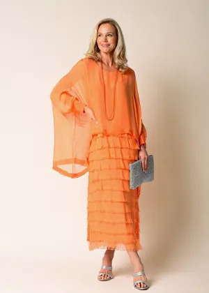Candie Silk Dress in Sunset Orange