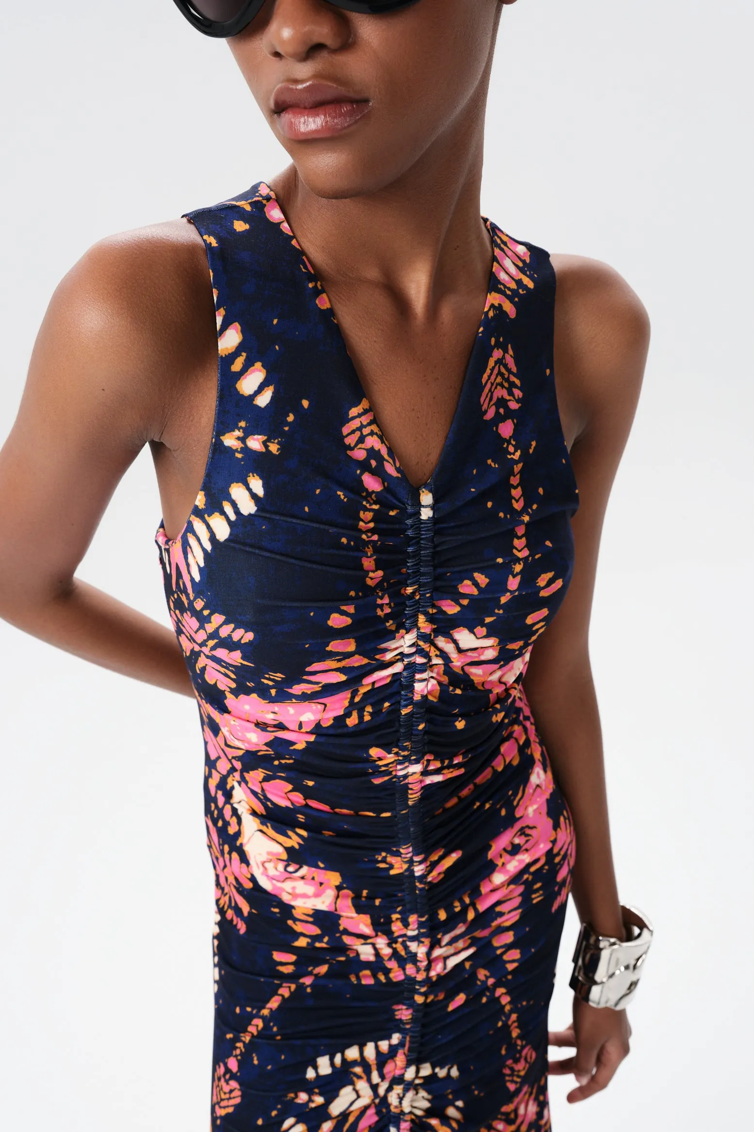 Ceibo Mich Midi Dress in Navy Shibori