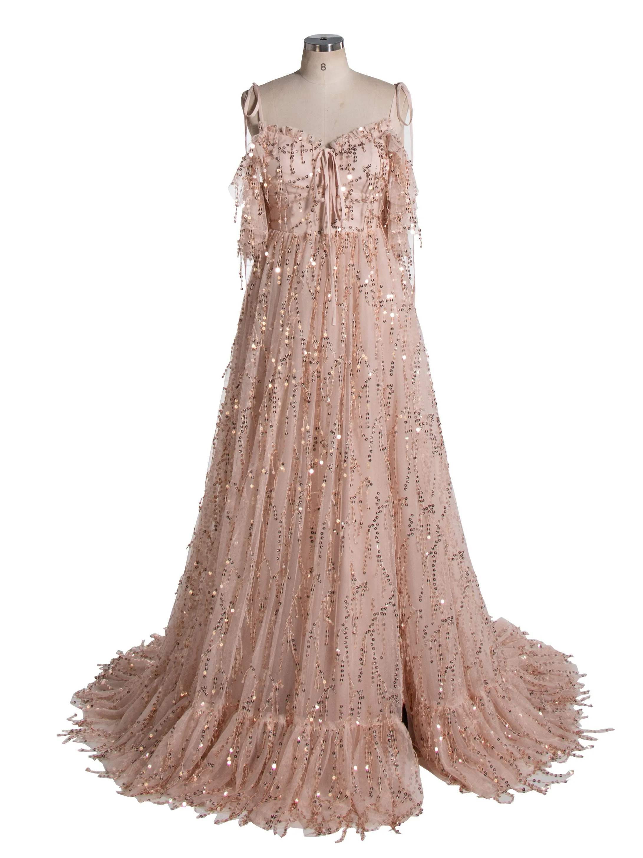 Champagne Tassel Fringed Sequins Dress Photo Shoot Dresses for Engagement and Photographers YW230506