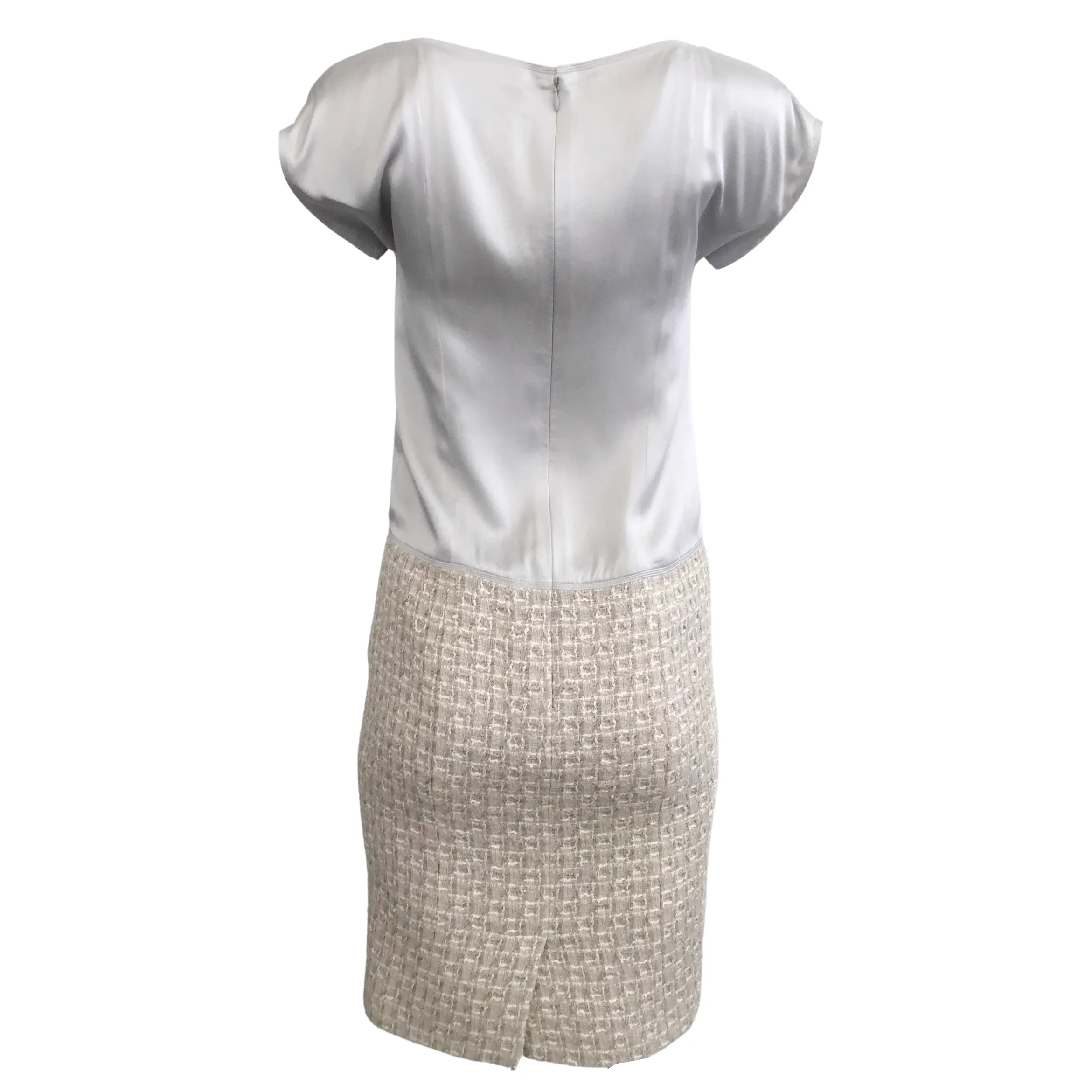 Chanel Grey Silk and Tweed Dress with Jacket