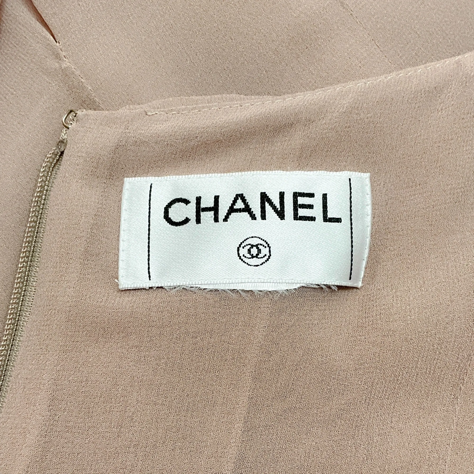 Chanel Nude Silk Pleated Dress