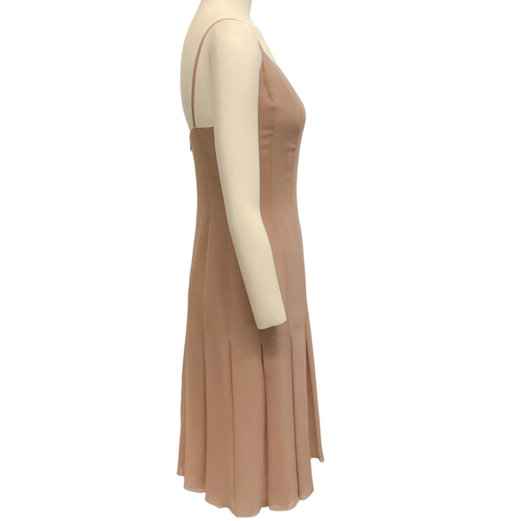 Chanel Nude Silk Pleated Dress