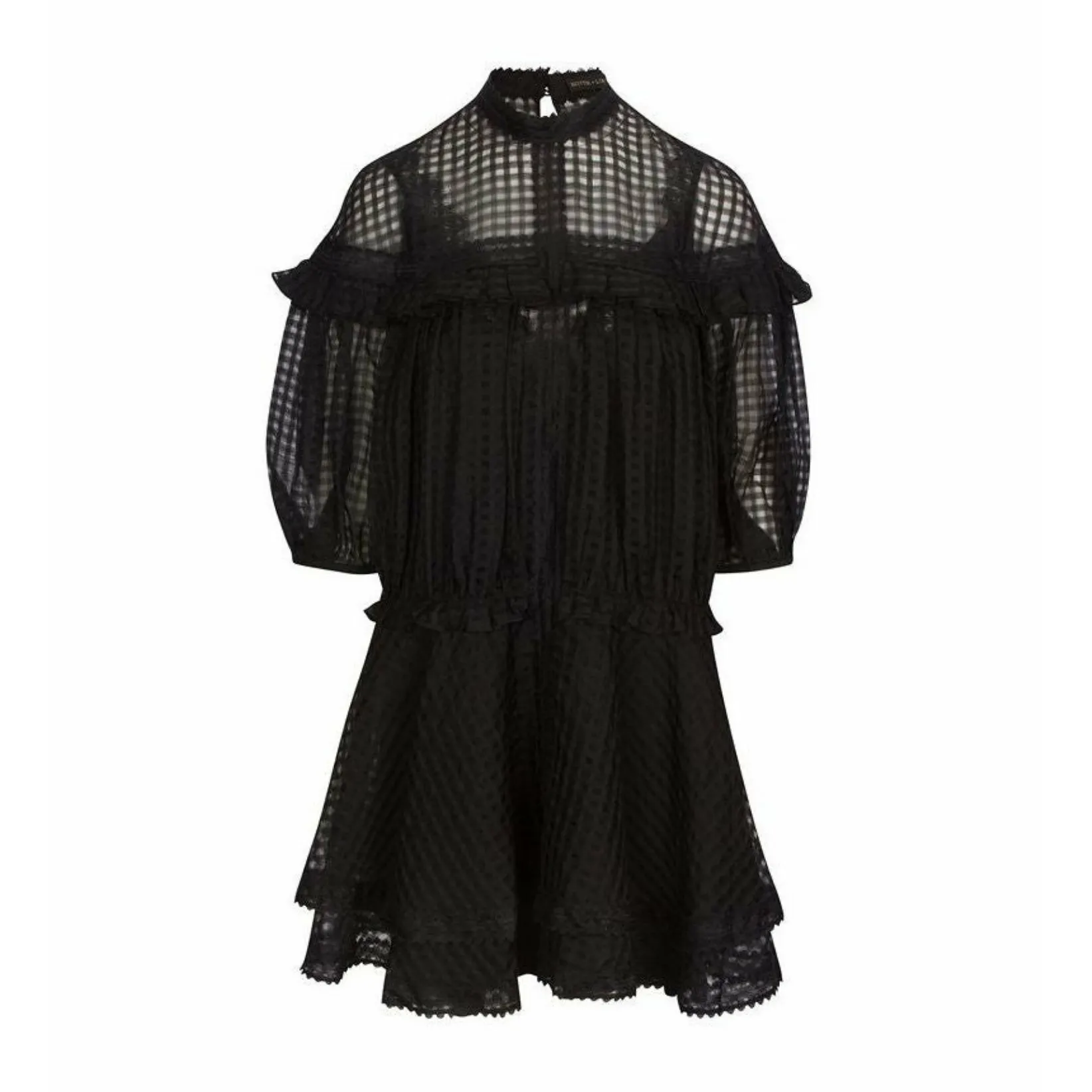 Checkered Print Silk   Cotton Mini Biba Dress