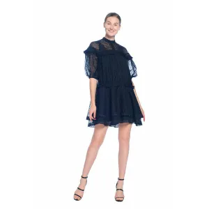 Checkered Print Silk   Cotton Mini Biba Dress