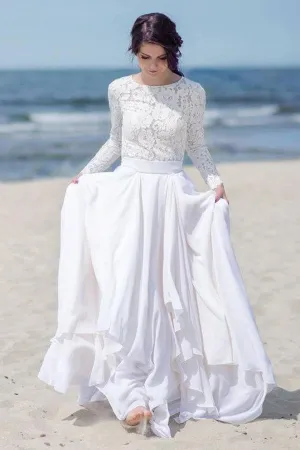 Chiffon Satin Lace Button Zipper Wedding Dress-715279