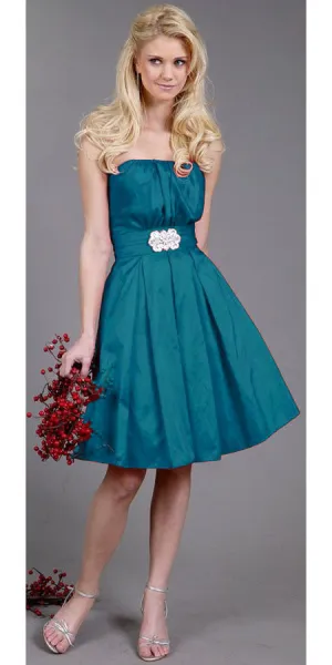 CLEARANCE - Cinderella Divine 5039 Knee Length Teal A-Line Dress (Size M)
