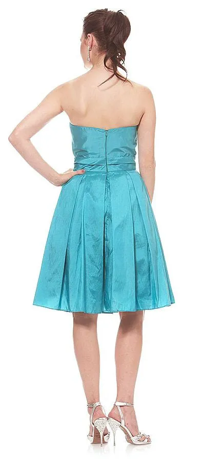 CLEARANCE - Cinderella Divine 5039 Knee Length Teal A-Line Dress (Size M)