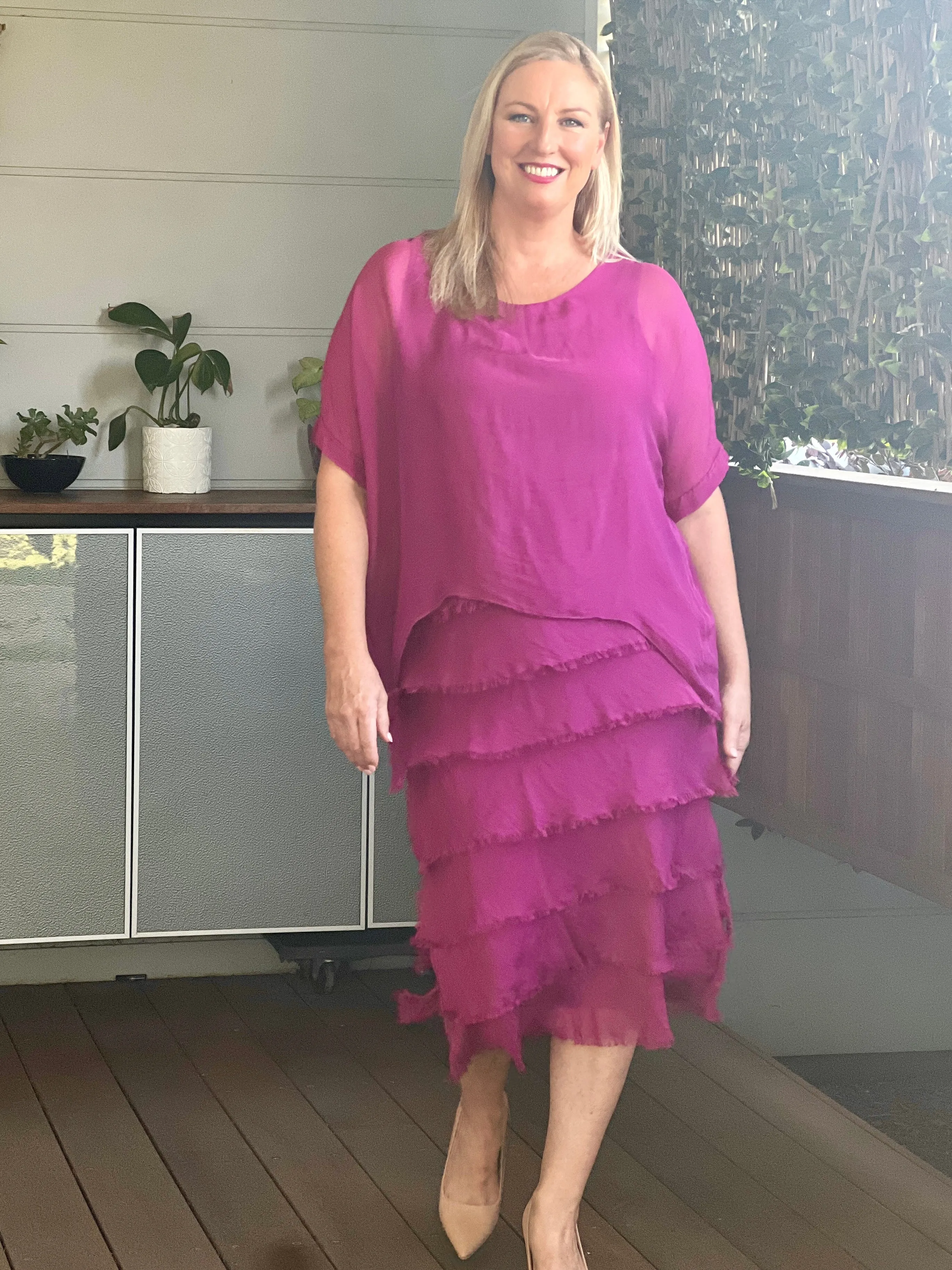 Clyde Orchid Silk Dress