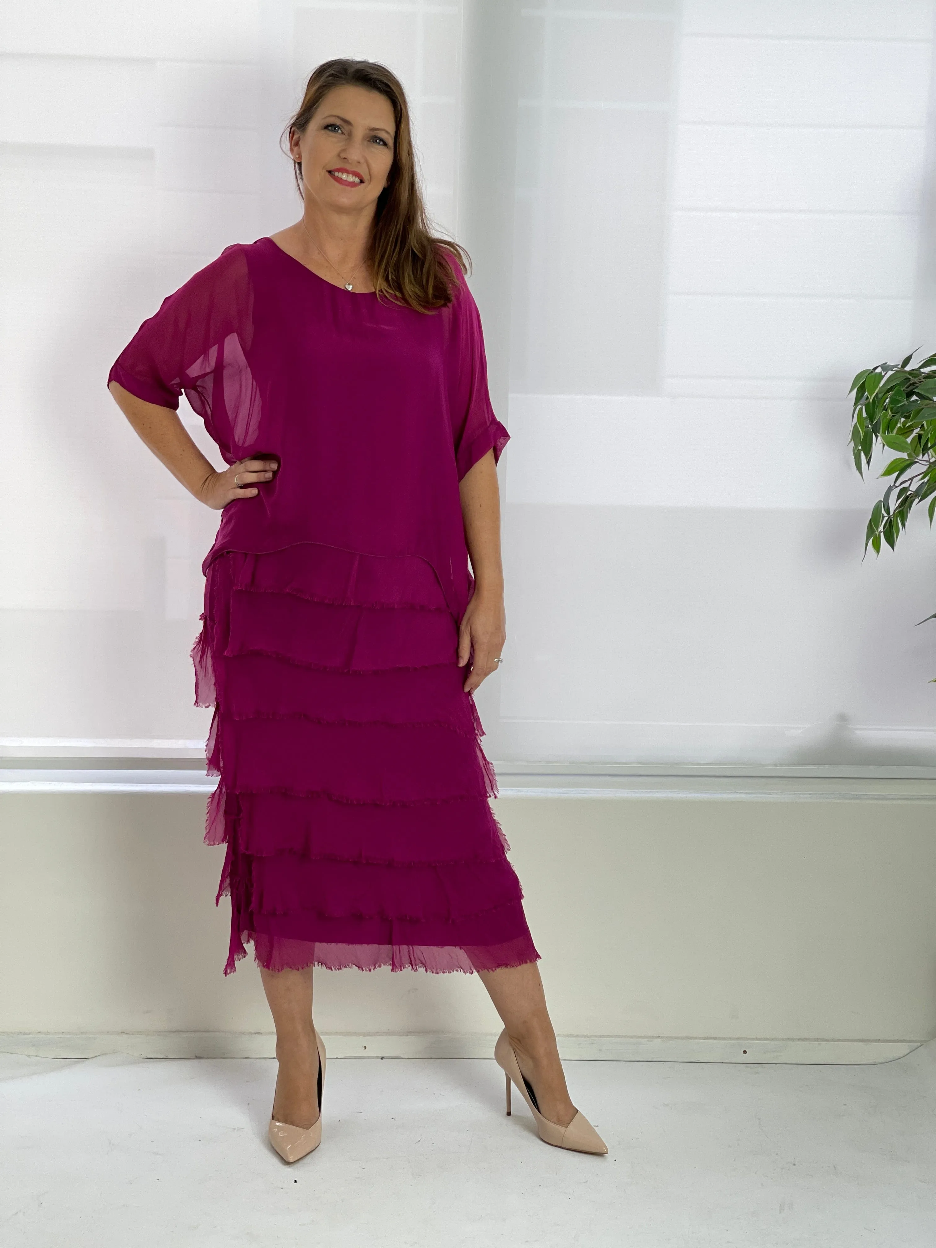 Clyde Orchid Silk Dress