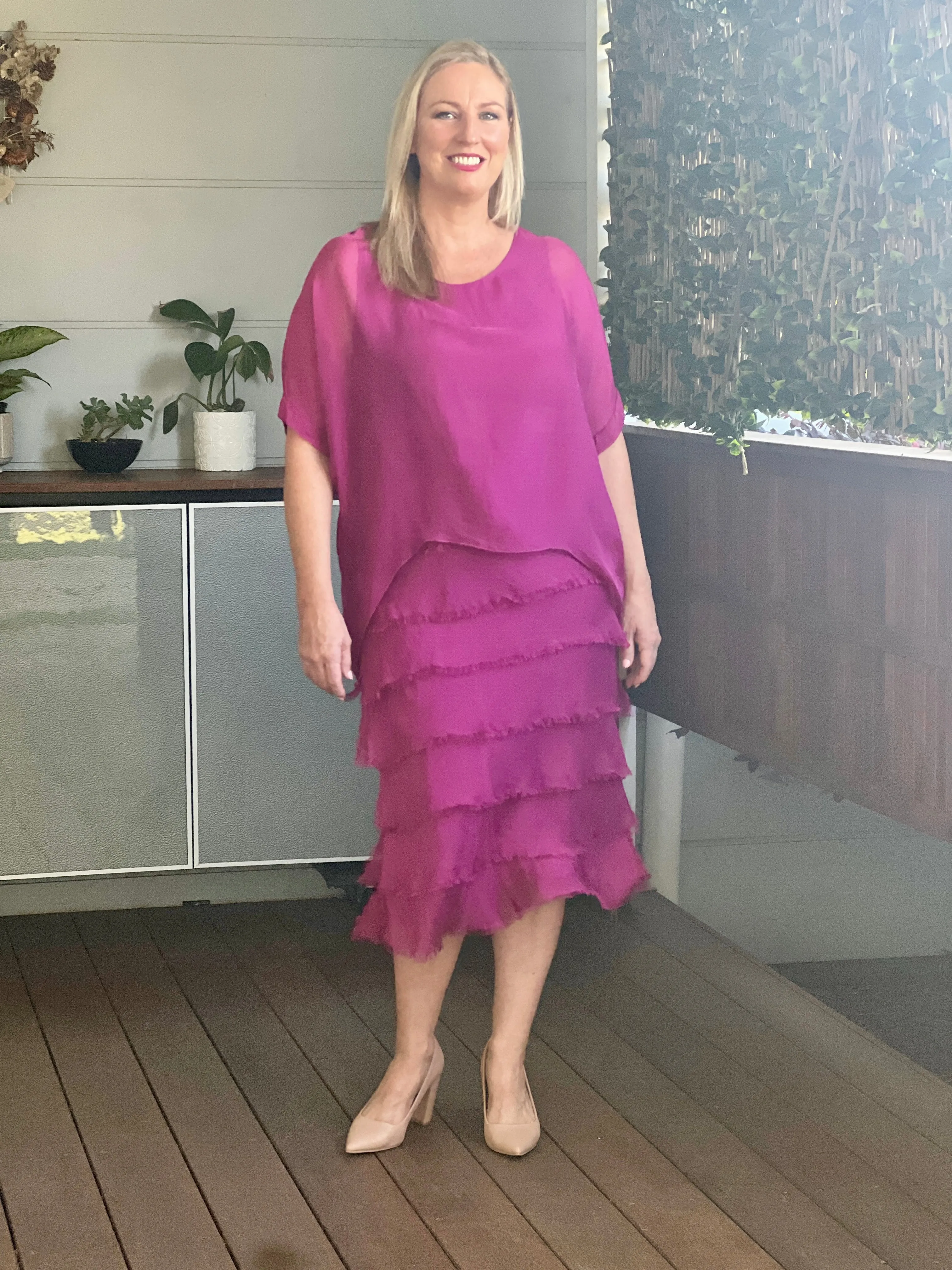 Clyde Orchid Silk Dress
