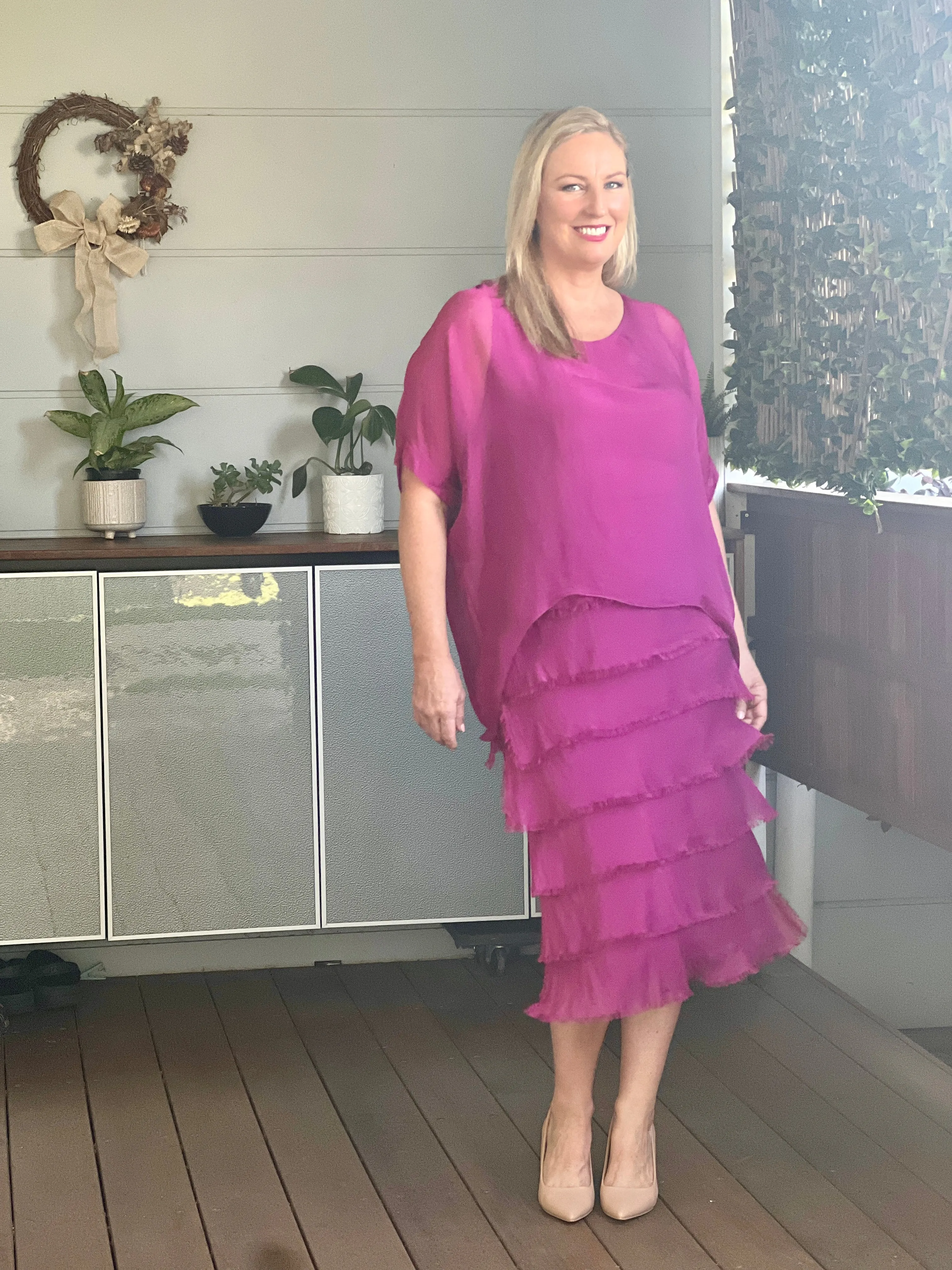 Clyde Orchid Silk Dress