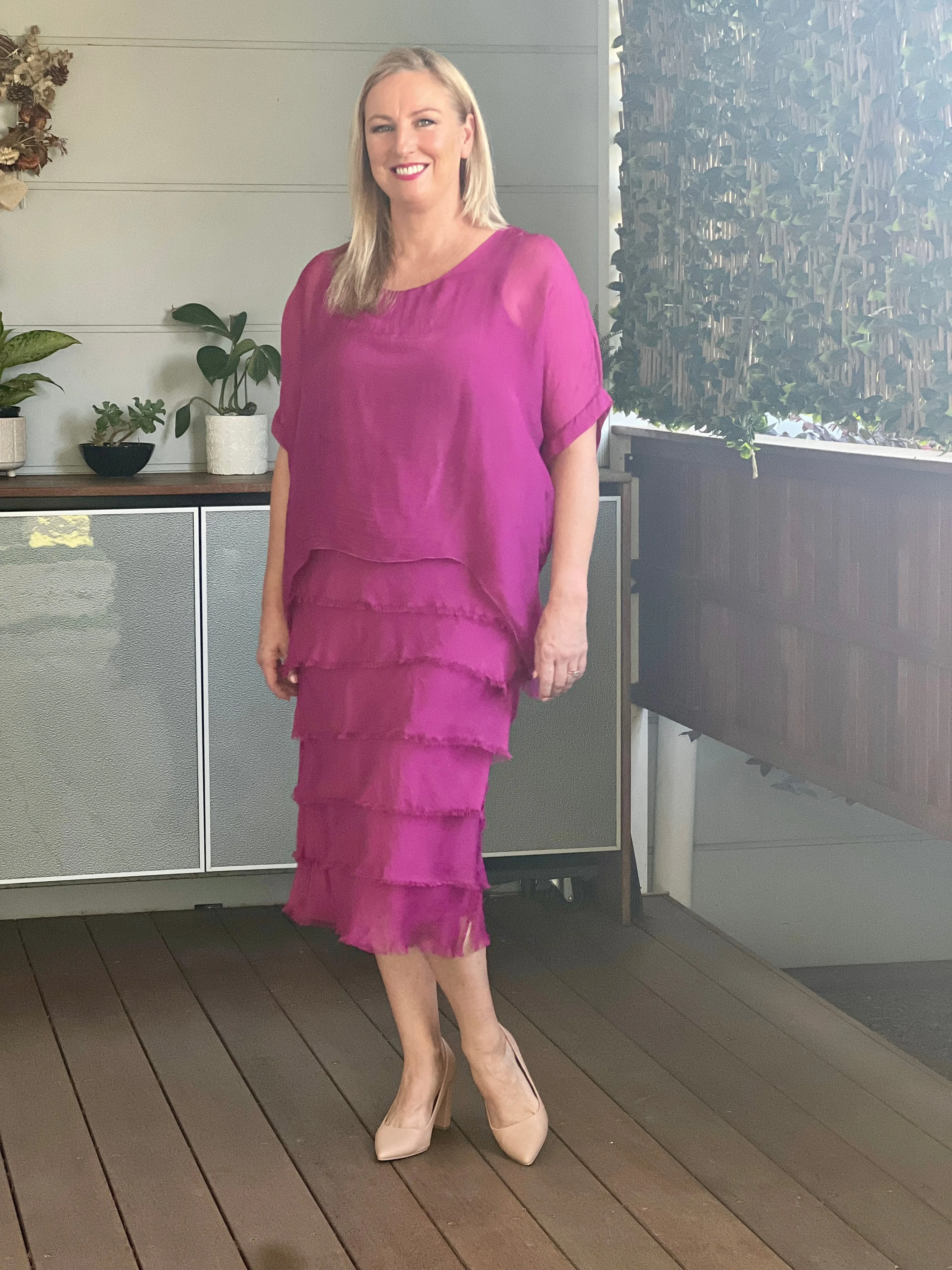 Clyde Orchid Silk Dress