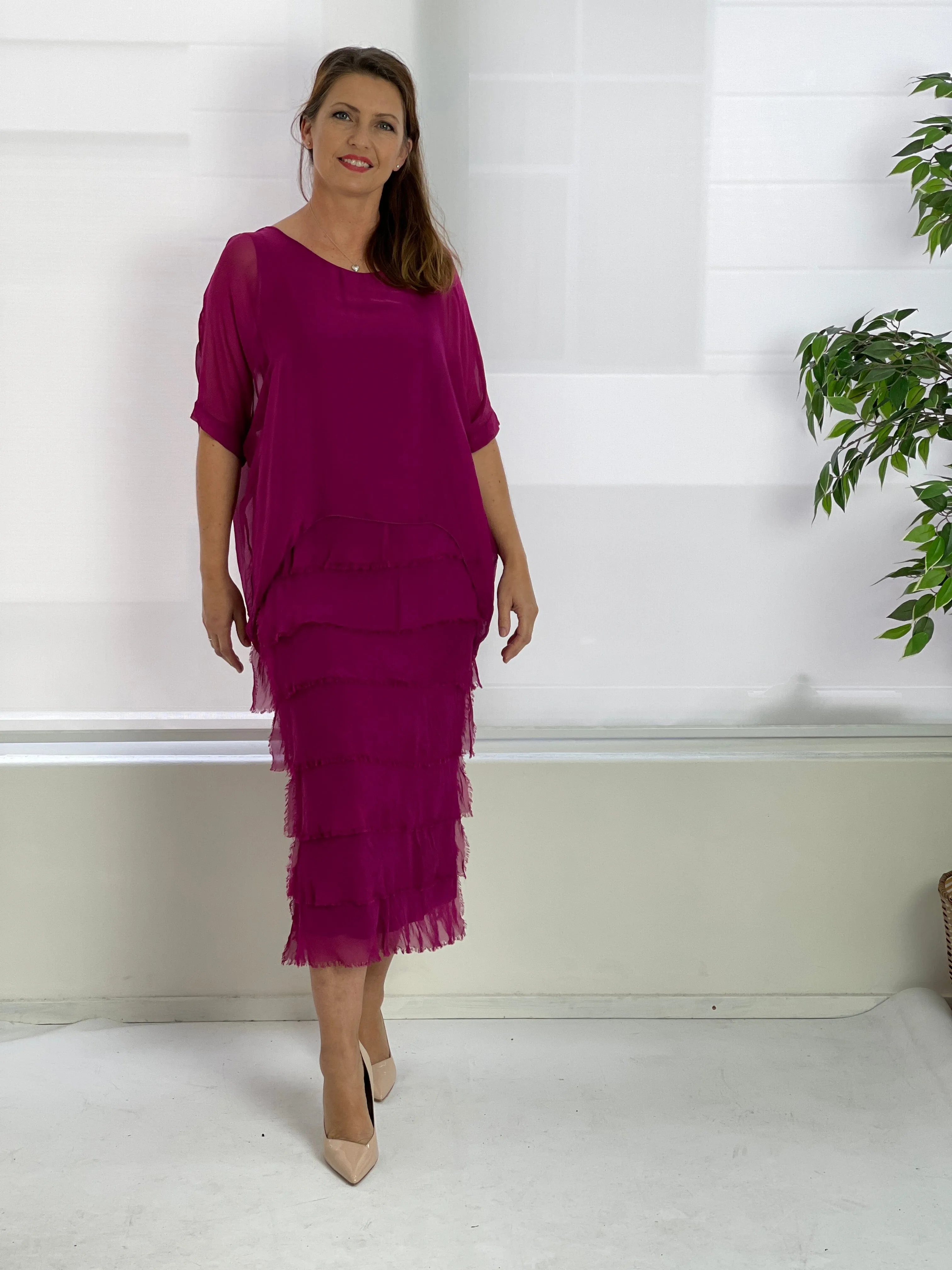 Clyde Orchid Silk Dress