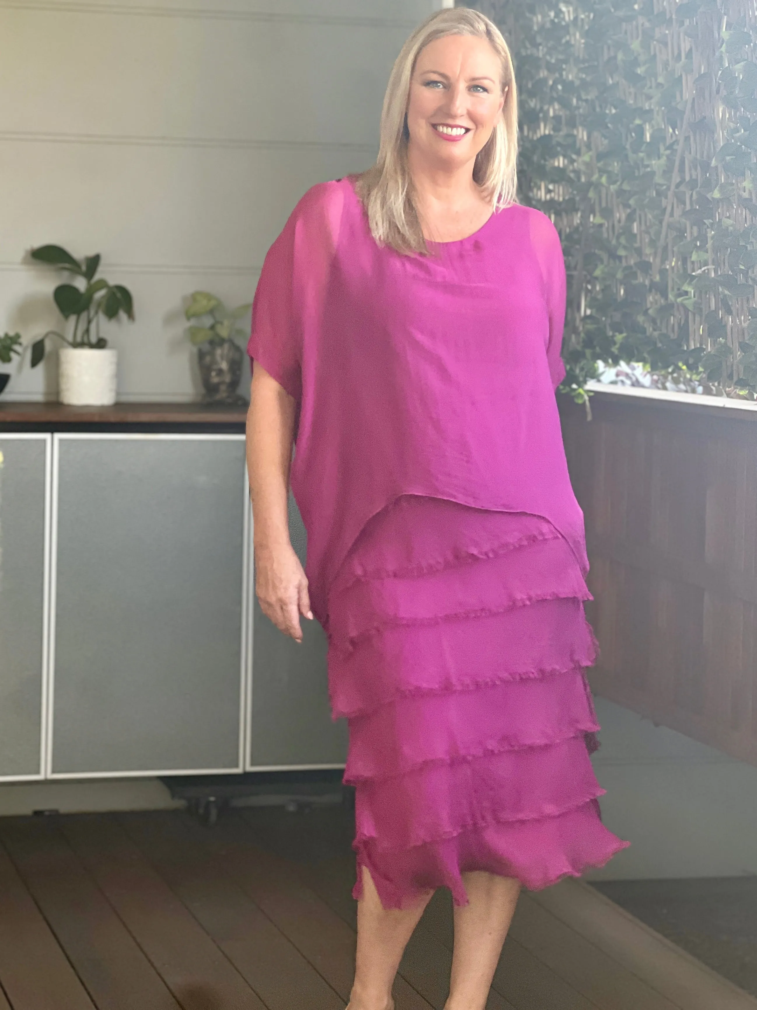 Clyde Orchid Silk Dress