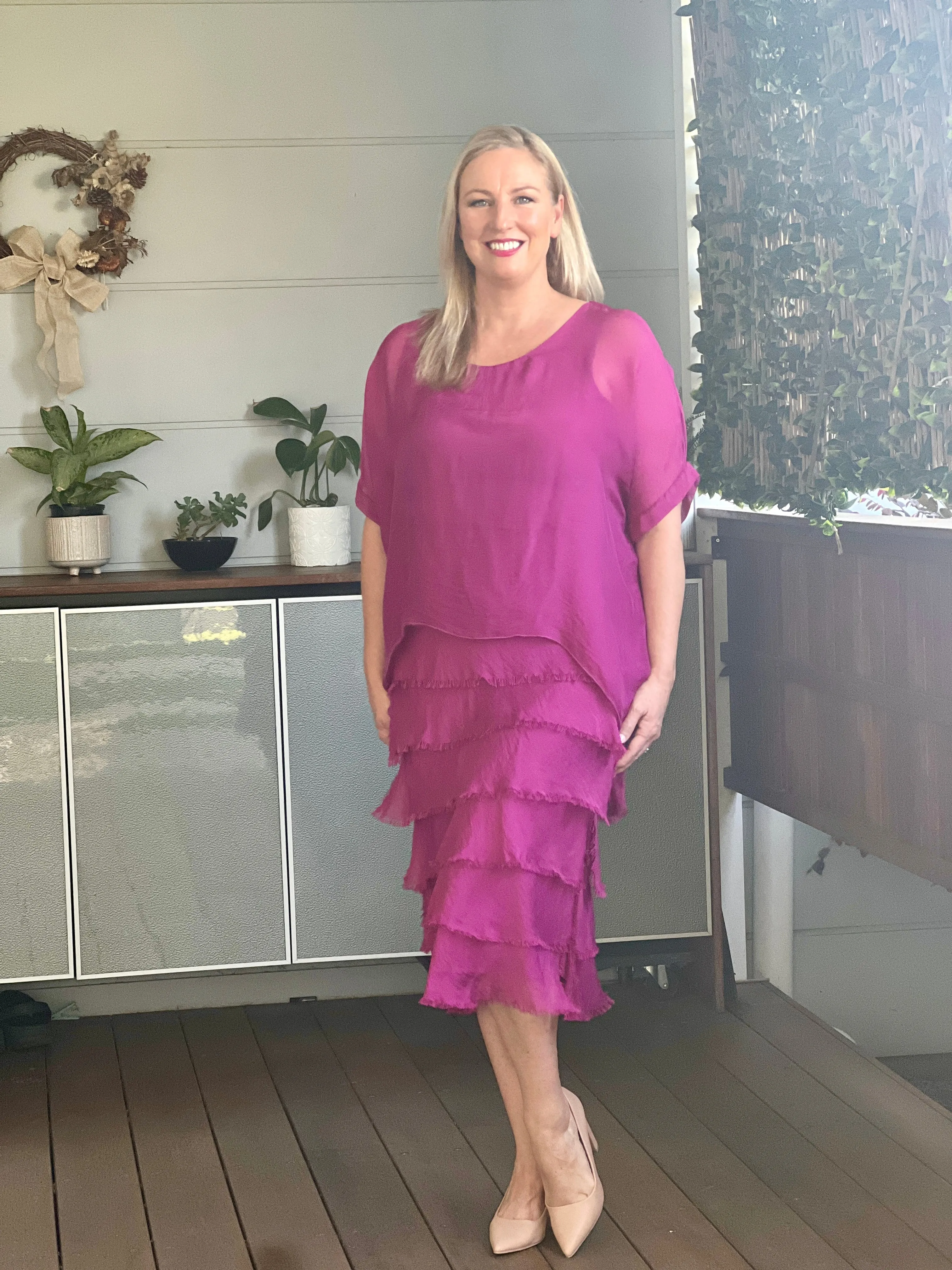 Clyde Orchid Silk Dress