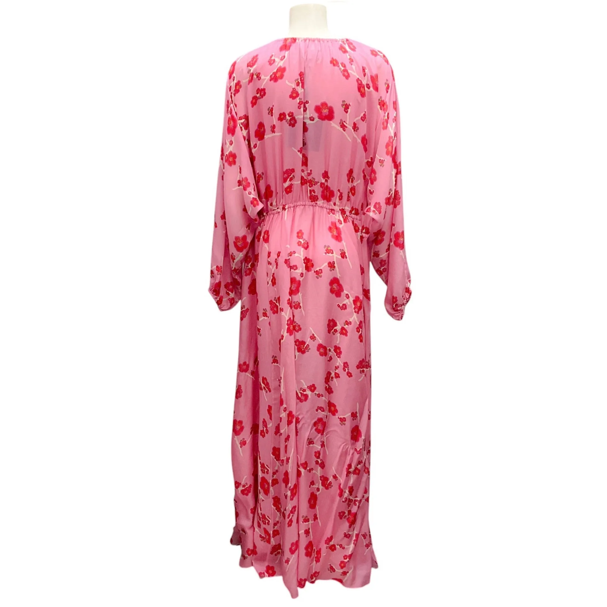 Cynthia Rowley Pink / Red Cherry Blossom Print Belize Silk Maxi Dress