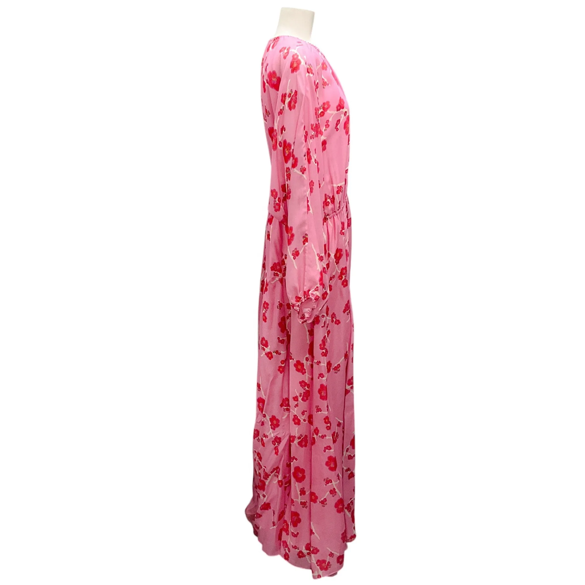 Cynthia Rowley Pink / Red Cherry Blossom Print Belize Silk Maxi Dress
