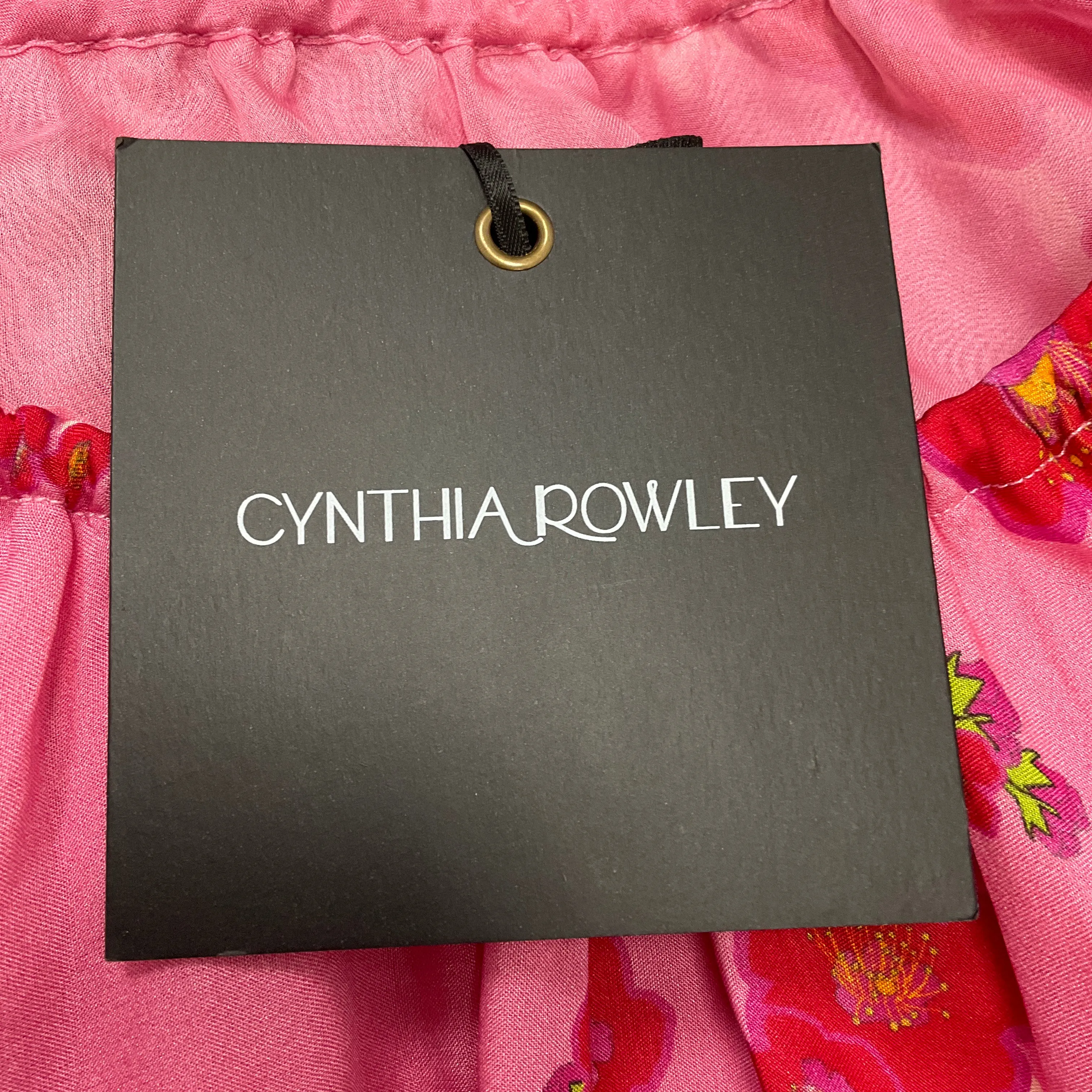 Cynthia Rowley Pink / Red Cherry Blossom Print Belize Silk Maxi Dress