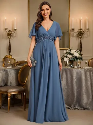 Darnika short sleeve chiffon evening or bridesmaid dress