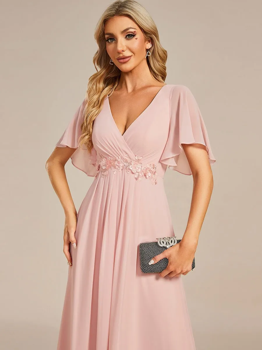 Darnika short sleeve chiffon evening or bridesmaid dress