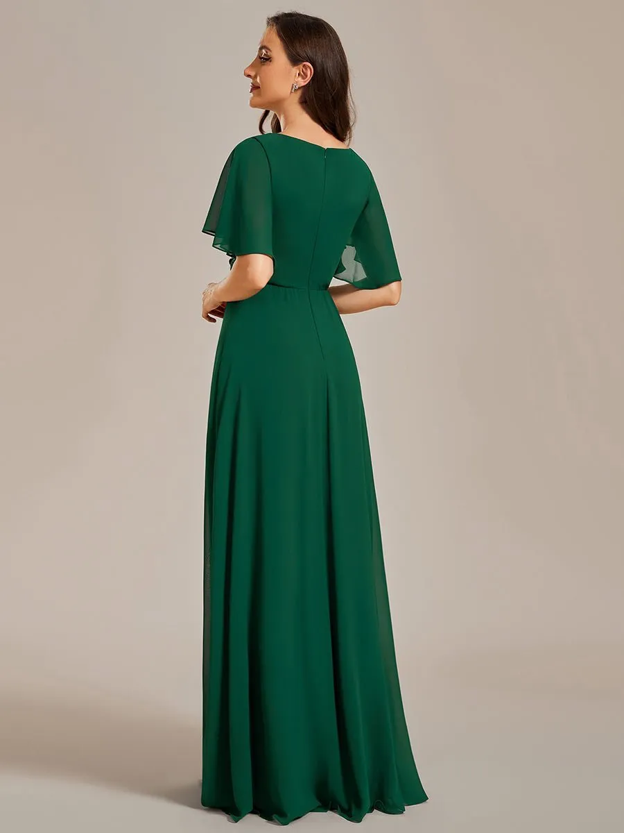 Darnika short sleeve chiffon evening or bridesmaid dress