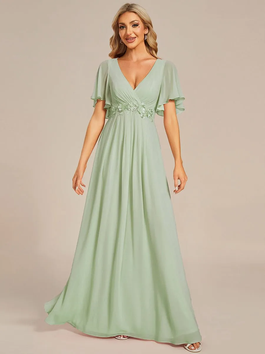 Darnika short sleeve chiffon evening or bridesmaid dress