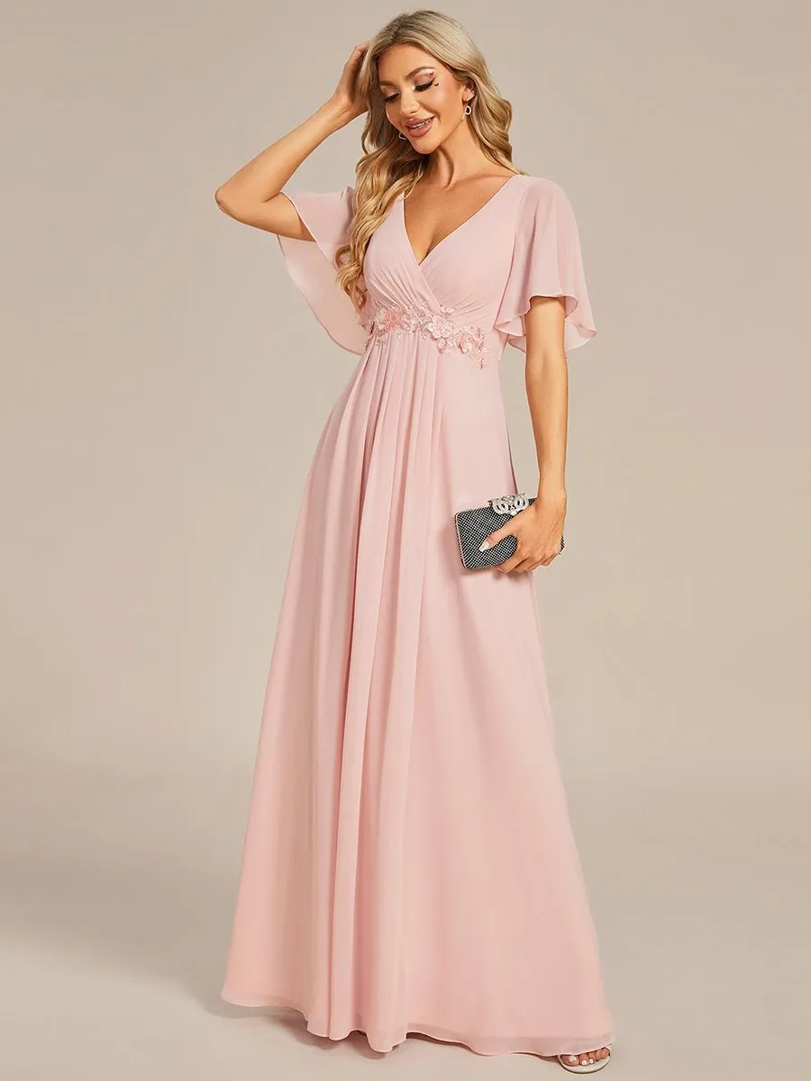 Darnika short sleeve chiffon evening or bridesmaid dress