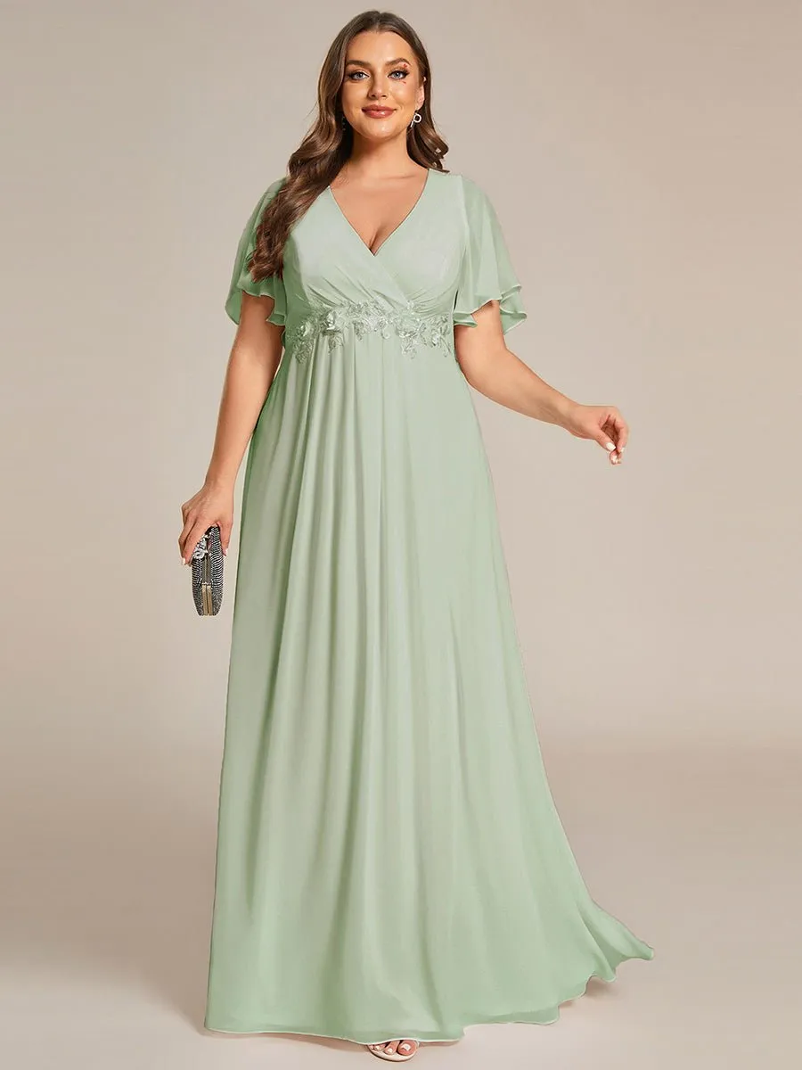 Darnika short sleeve chiffon evening or bridesmaid dress