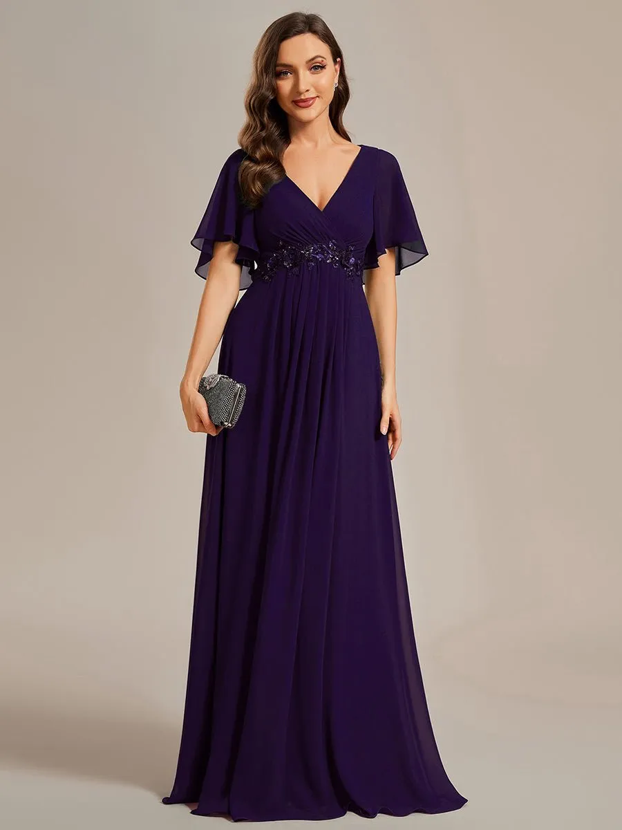 Darnika short sleeve chiffon evening or bridesmaid dress