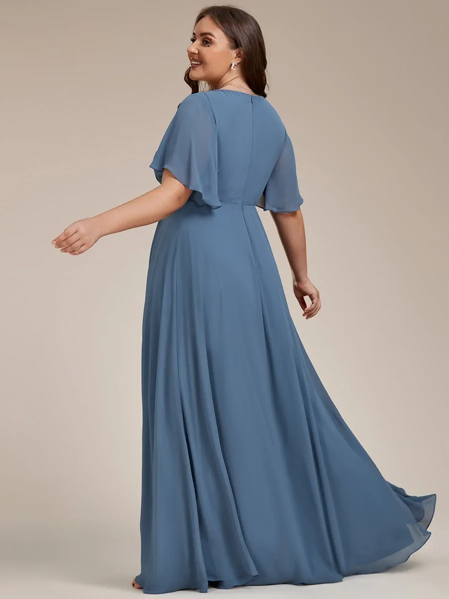 Darnika short sleeve chiffon evening or bridesmaid dress