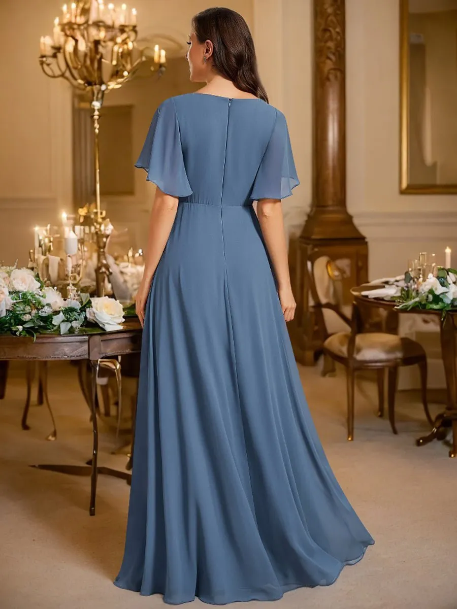 Darnika short sleeve chiffon evening or bridesmaid dress