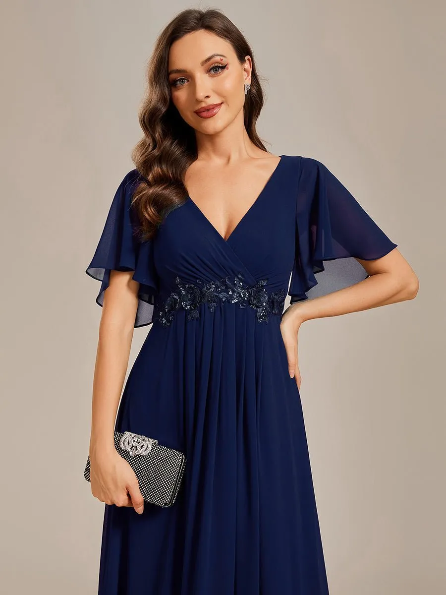 Darnika short sleeve chiffon evening or bridesmaid dress