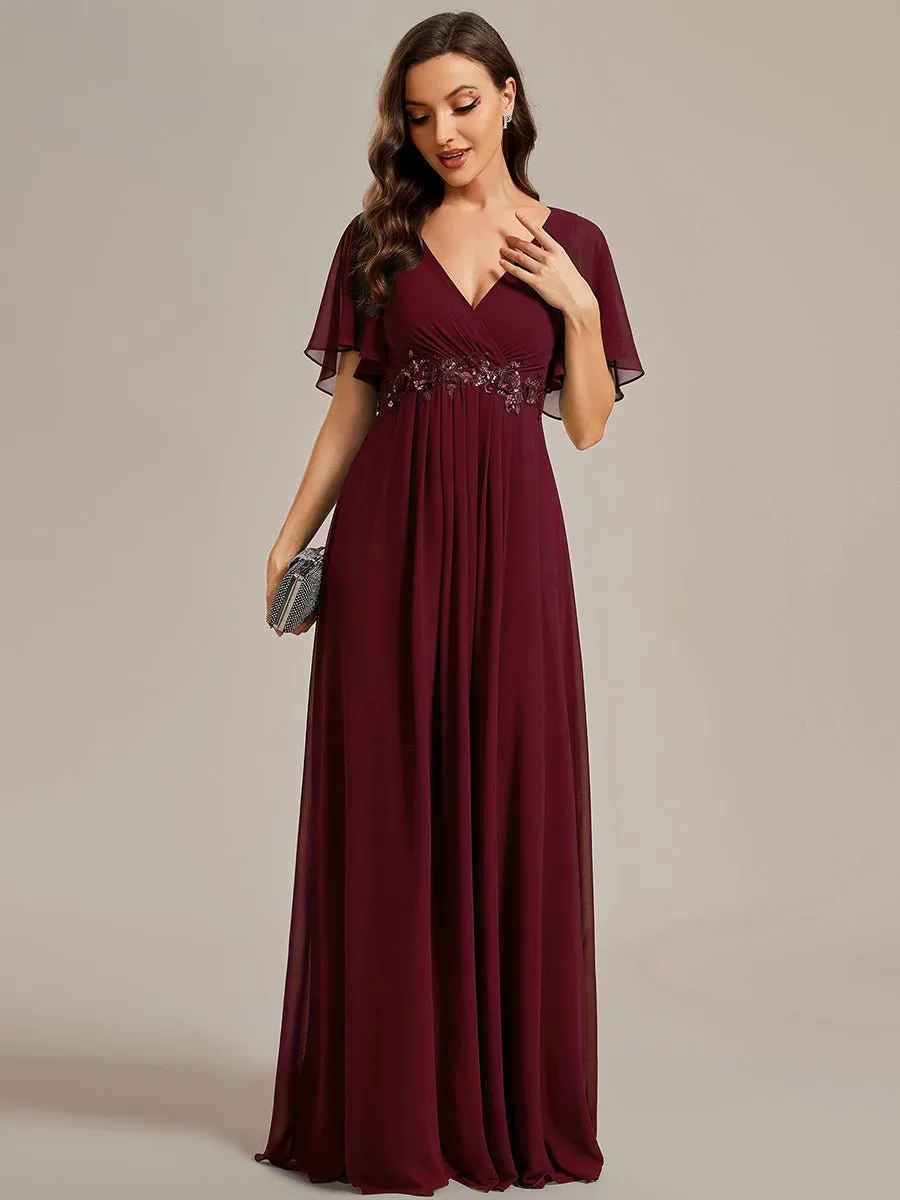 Darnika short sleeve chiffon evening or bridesmaid dress