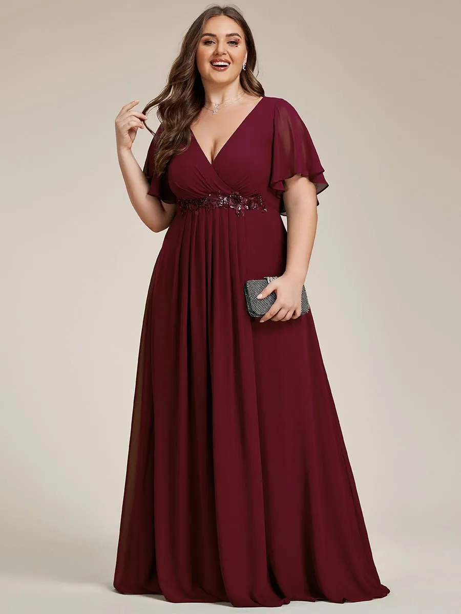 Darnika short sleeve chiffon evening or bridesmaid dress