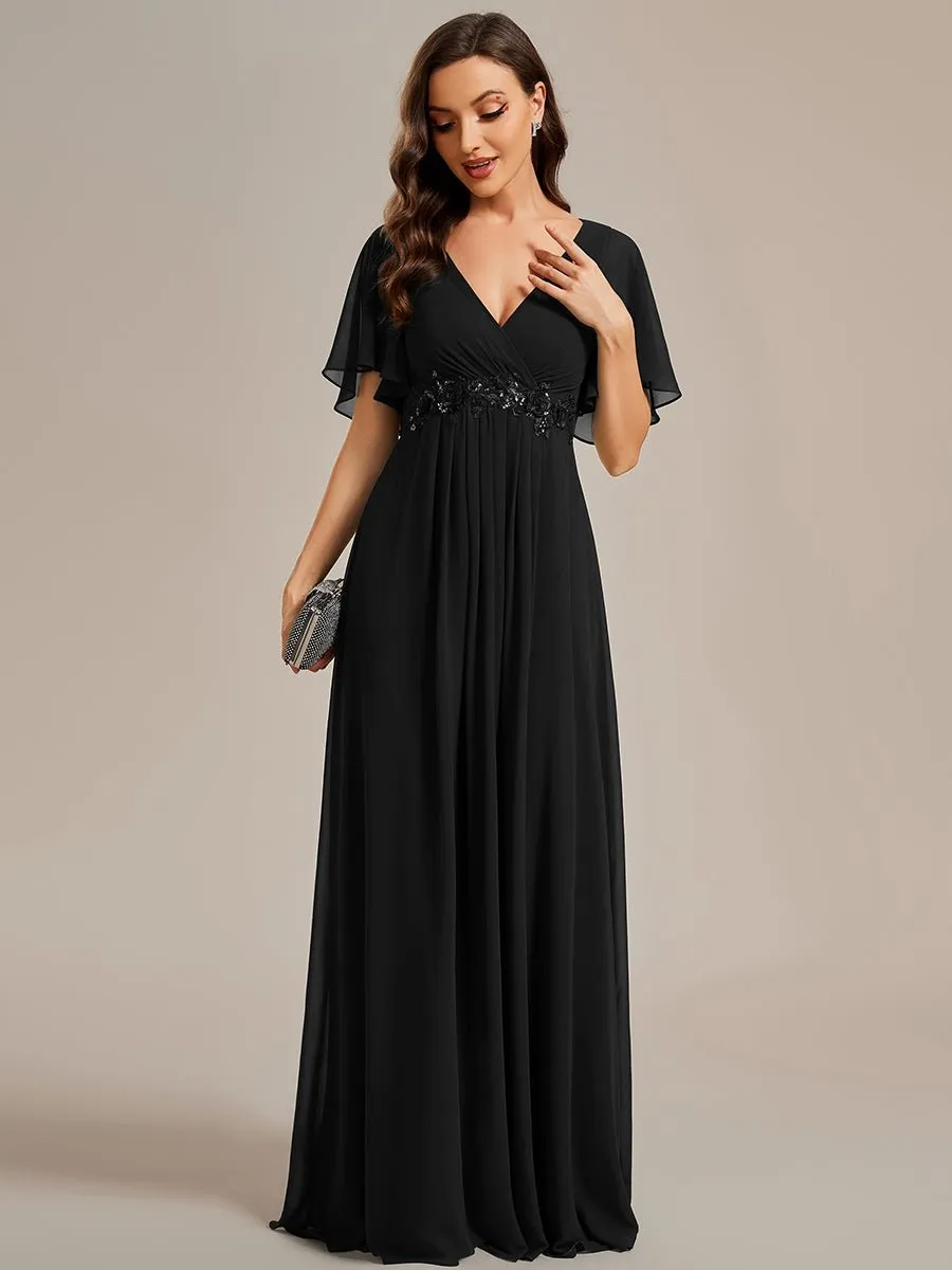 Darnika short sleeve chiffon evening or bridesmaid dress
