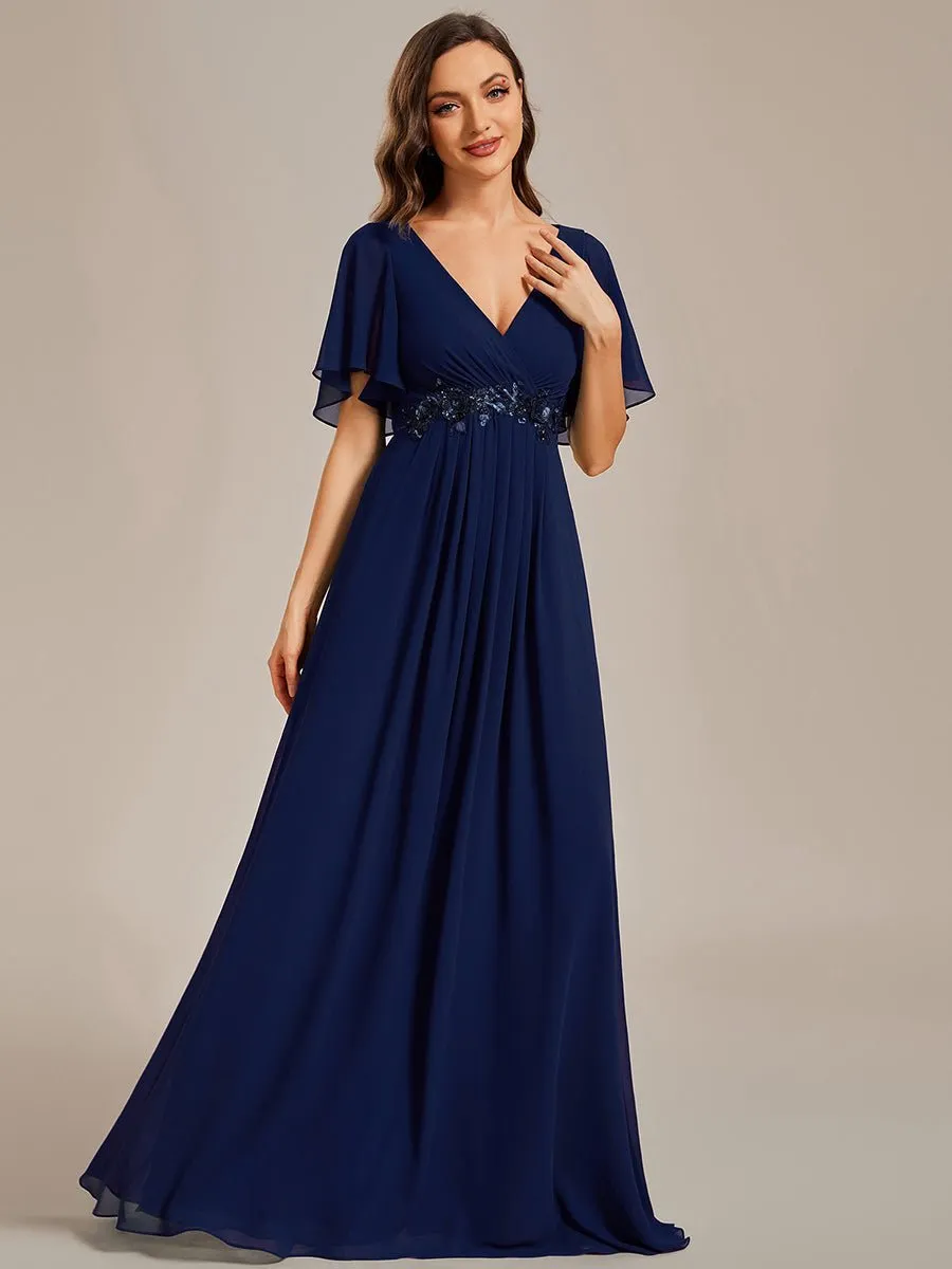 Darnika short sleeve chiffon evening or bridesmaid dress