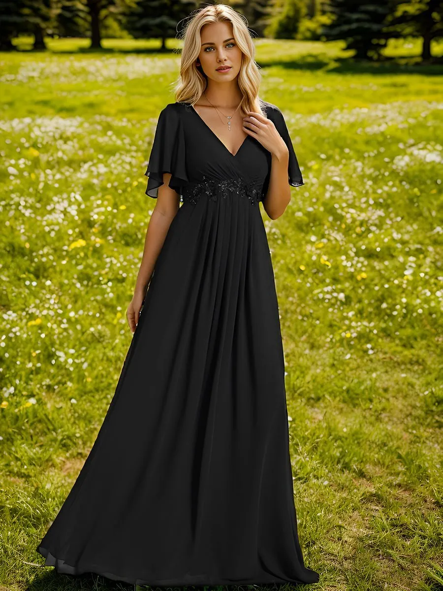 Darnika short sleeve chiffon evening or bridesmaid dress