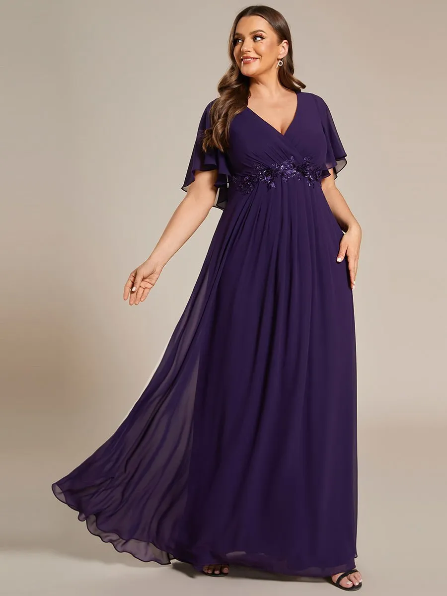 Darnika short sleeve chiffon evening or bridesmaid dress